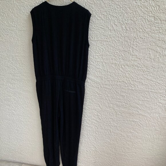 J. Crew Black JUMPSUIT Asymmetrical  Zipper Cap Sleeve  Sz 14T  TALL Sexy - Picture 12 of 12